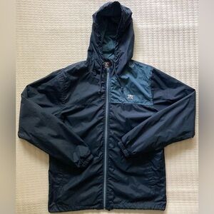 Fourstar Windbreaker Men’s Large Blue Full Zip Hooded Skateboarding Skull Jacket